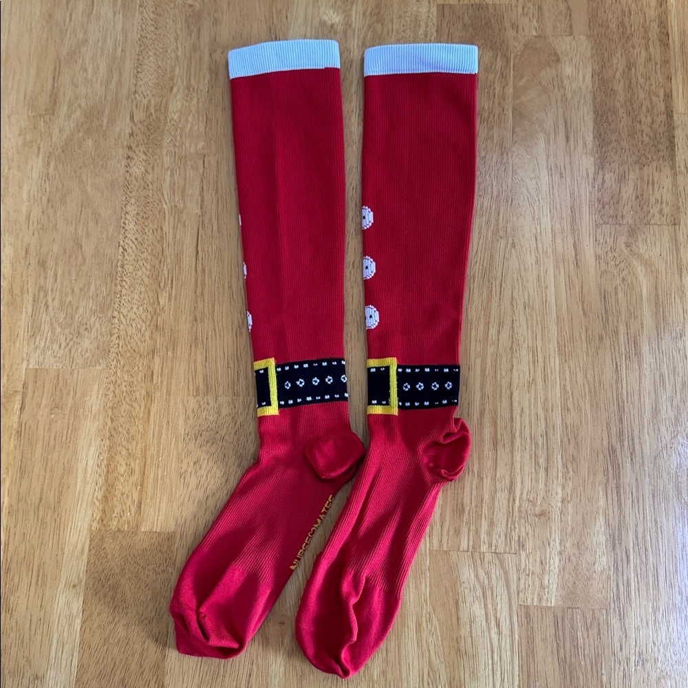 Nursemates Nurse Santa Belt Compression Holiday Fun Socks